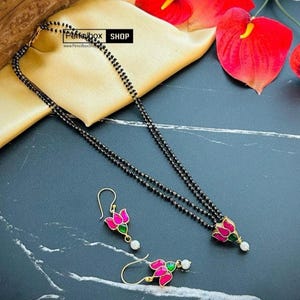 mangalsutra/multicolor Mangalsutra/Indian Jewelry/Black Beads Mangalsutra/gift for wife/Anniversary gift/Mangalsutra necklace