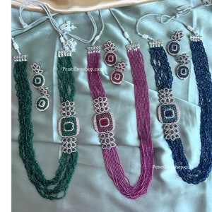 CLEARANCE cz diamond Mala necklace set,wedding jewelry,bollywood jewelry,indian jewelry,pakistani jewelry,cz jewelry,desi jewelry