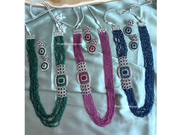 LIQUIDAÇÃO Conjunto de colar Mala com diamantes CZ, joias de casamento, joias de Bollywood, joias indianas, joias paquistanesas, joias CZ, joias Desi