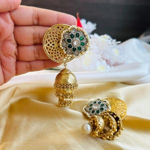 Silver Coated Ghungroo Long Pachi Golden Finish Jhumka German Silver ...