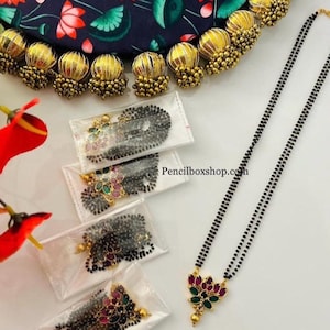 mangalsutra/multicolor Mangalsutra/Indian Jewelry/Black Beads Mangalsutra/gift for wife/Anniversary gift/Mangalsutra necklace