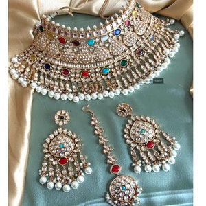 Indian Bridal set, Kundan indian necklace set with earring,kundan jewelry set,indian jewelry, kundan choker,desi jewelry,wedding jewelry