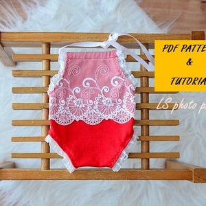 Newborn romper pattern, sewing tutorial, photography props, newborn girls romper, open back romper tutorial,  baby romper tutorial