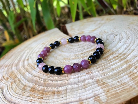 Lepidolite Light Lavender Gemstone Bracelet Set 8mm – aingeelzjewelry