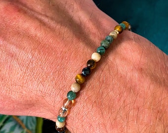 Emerald/Citrine/Opal/Spinel/Tiger's Eye Bracelet / Minimalist Thin Bracelet for Men and Women / 4mm Natural Stone