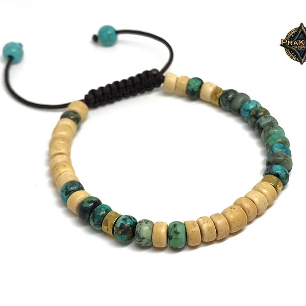 Shamballa Turquoise Afrique & Bois de coco