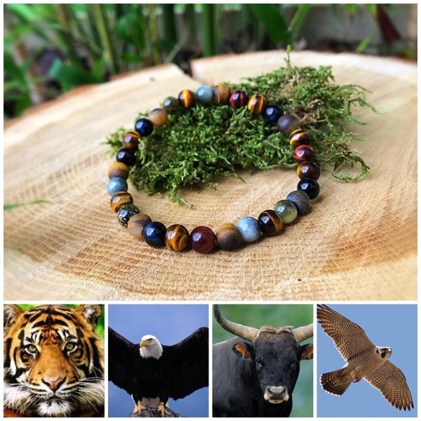 Bracelet perles Oeil de Tigre, Oeil de Faucon, Oeil d’Aigle, Oeil de Taureau, bracelet protection homme, Bijoux femme, tiger eye