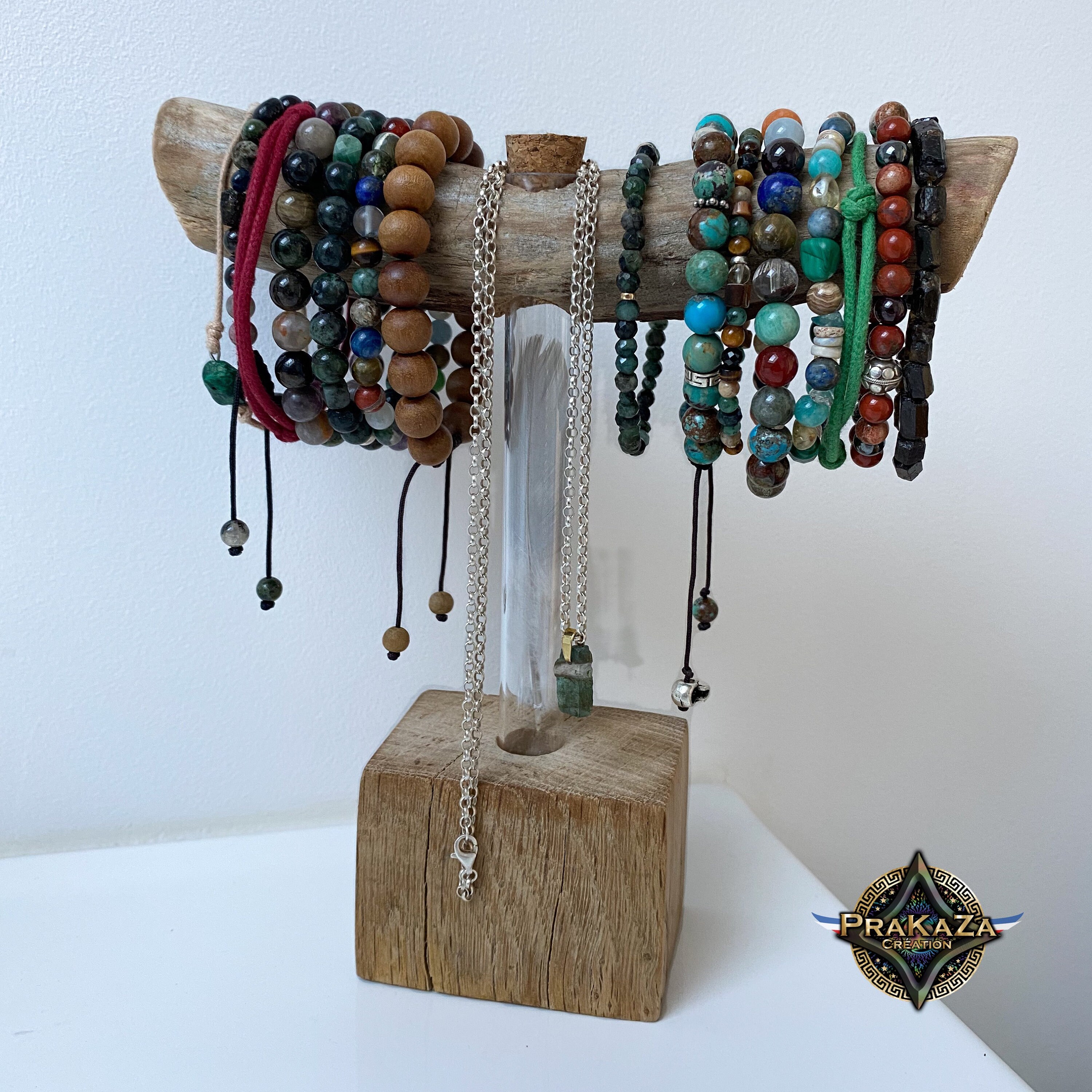 Support Artisanal Bracelet Bois Naturel /Présentoir Flotté/Présentoir Chêne Rangement Bijoux Présent