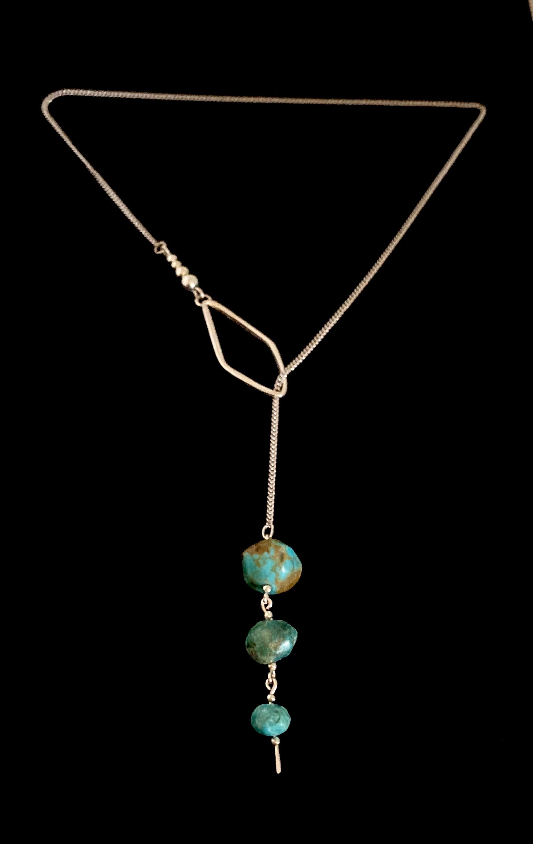 The Kenya Lariat Necklace with Turquoise Stones main image 1