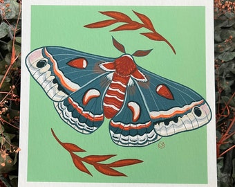 Cecropia moth print, moth art, moth print, bug art, bug print, insect art, insect print, gift for entomologist, entomology