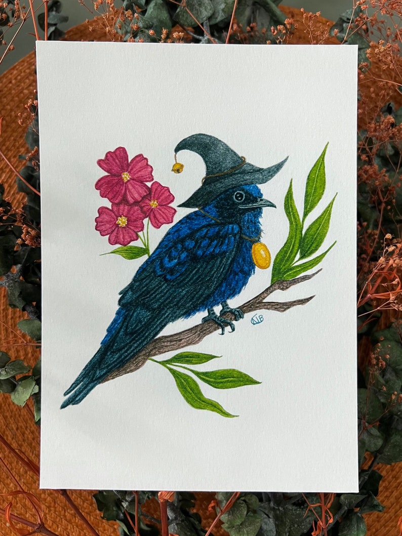 Purple Martin Print 5x7 inches, whimsical art, art print, bird art, wall art, gifts for bird lovers, bird painting, watercolor art image 1