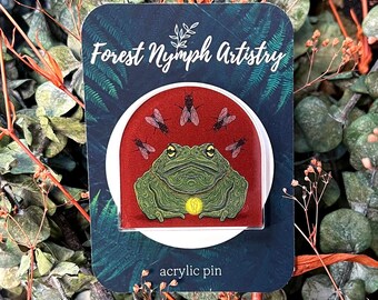 Crystal Toad Acrylic Pin, pins, acrylic pin, frog pin, toad pin, amphibian, frog gift, toad gift, nature lover, crystal, art pin