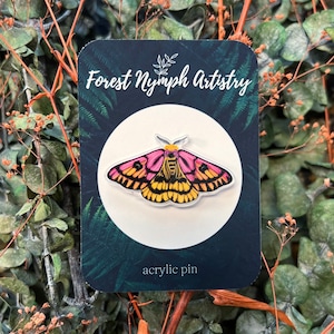 Sheep Moth Acrylic Pin, pins, acrylic pin, moth pin, insect pin, insects, bug gift, insect gift, nature lover, moth, art pin, moth gift