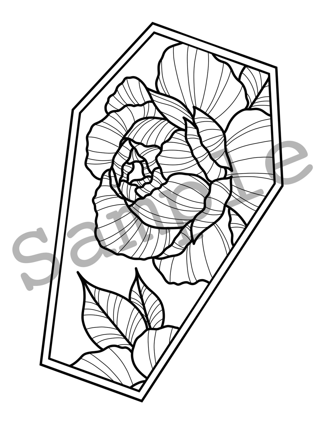 Printable Peony Coffin Coloring Page Coloring Page Coloring - Etsy