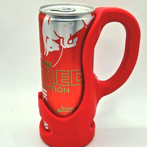 3D Printed 8.4oz Slim Can Holder with Handle – Fits Red Bull – ASA Plastic – Custom Colors – Durable Mini Energy Drink Sleeve