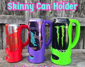 3D Printed Slim Can Holder with Handle – Fits Alani & Celsius 12 fl oz Cans and Red Bull 8.4 fl oz cans –  - Monster 16 fl oz -Custom Colors