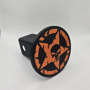 Star with skull trailer hitch cover for 2 inch receiver - 3D printed