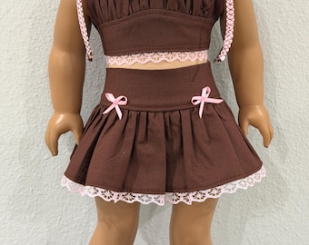 Top and skirt set made to fit 18 inch dolls