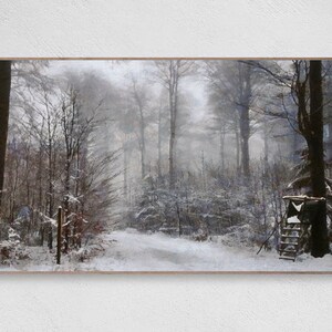 Winter Art For Samsung Frame TV, Snowy Forest Background Digital Art For The Frame TV,  Frame TV Art Modern, Digital Download, Winter Print