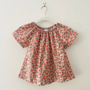Rosa in peach blouse/dress for girls, Peasant blouse/dress,  Little girl top, Boho dress, Short sleeves blouse/dress