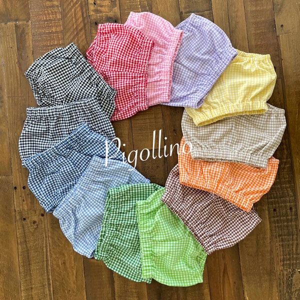 Gingham shorts bloomers for babies and children - Unisex