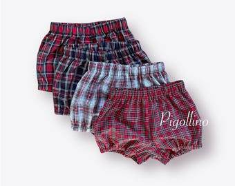 Tartan karierte Baby Pumphose | Weihnachten Baby Outfit | Urlaub Karierte Windel Abdeckung | Kleinkind Shorts kariert | Leichte Baby-Baumwollhose