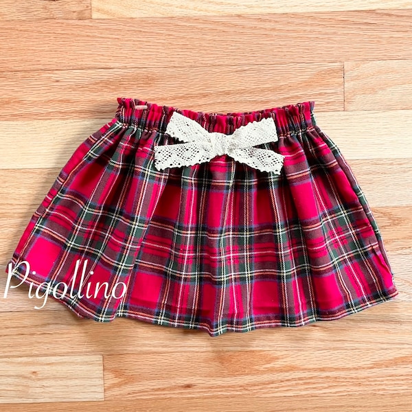 Red Plaid Skirt Etsy