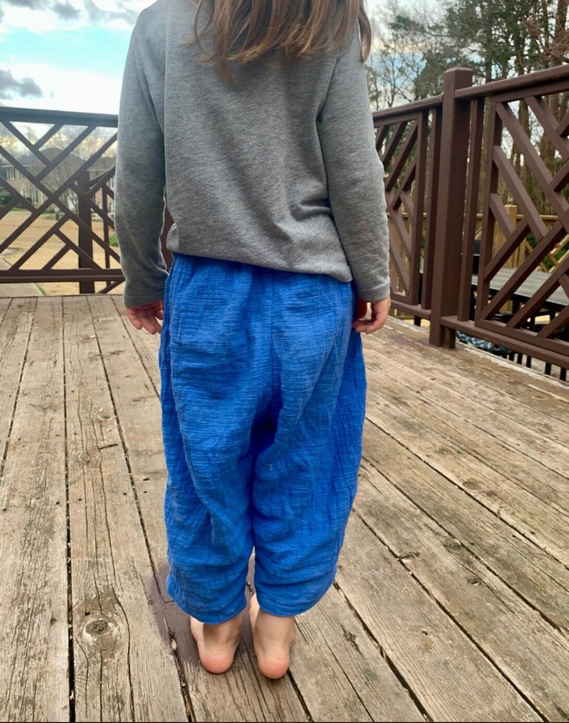 Pantalones sueltos de lino para niños, estilo harén, corte holgado, largo corto.