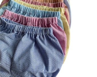 Seersucker shorts bloomers for children / Size newborn to 10 Years old