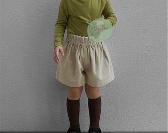 Corduroy Paper Bag Shorts for Girls | Toddler High Waist Shorts | Kids Fall Outfit | Comfortable Stylish Shorts