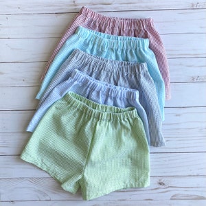 Seersucker shorts for children / Unlined / Size newborn to 10 years old / Short length and Knee length