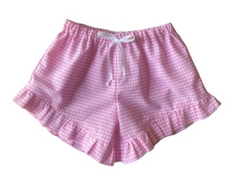 Gingham ruffle shorts for girls