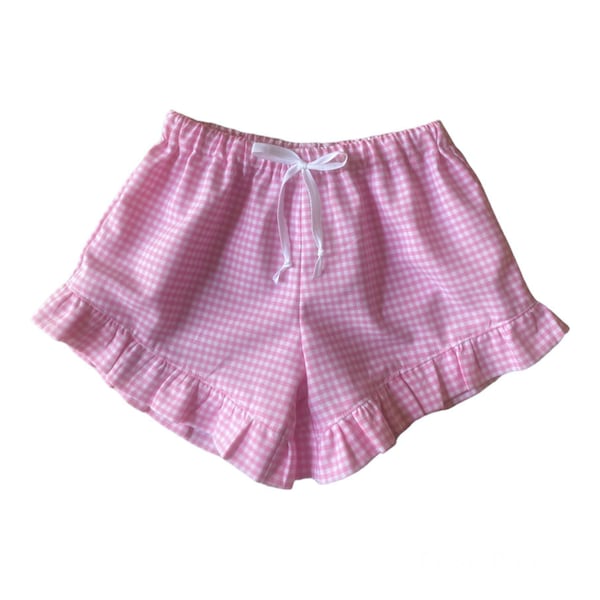 Gingham ruffle shorts for girls