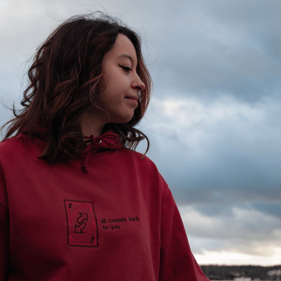 Uno Reverse Card Karma Embroidered Hoodie - Etsy Finland