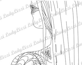 Abstract Woman's profile Adult Coloring Page