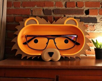 Lion Eyeglass Tray - 3D Printed Animal Glasses Holder