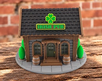 Irish Pub – Miniature Lighted Cottage – Mini Pub House – Whimsical Shelf Decor