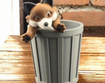 Fox Trash Animals Fidget Toy - Also Includes Trash, Can, and Lid