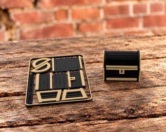 Treasure Chest Kit Card | Black & Tan 3D Printed Model Kit | Miniature Chest Craft | DIY Assembly Gift