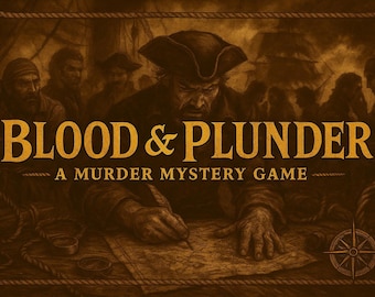 Blood & Plunder Printable Pirate Murder Mystery Game – 15 Players, DIY Game Night Kit, Party Roleplay, Fun for Teens and Adults