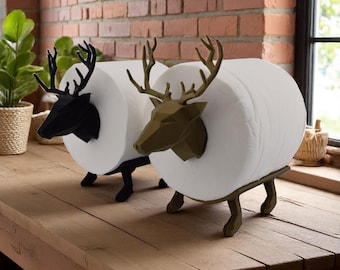Majestic Stag Deer Toilet Paper Holder – Rustic Woodland Bathroom Decor, Functional & Fun