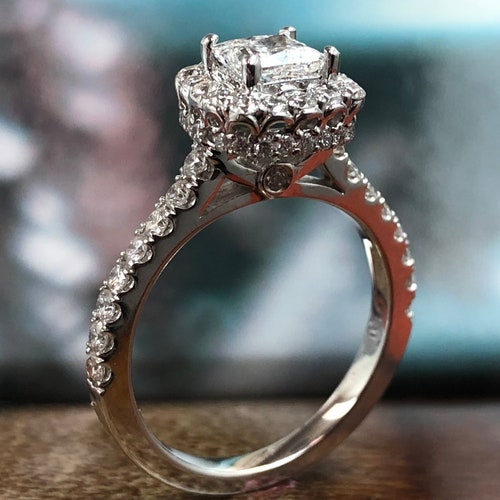 1.00 Cttw Diamond Halo Engagement Ring Setting Semi Mount 14 - Etsy