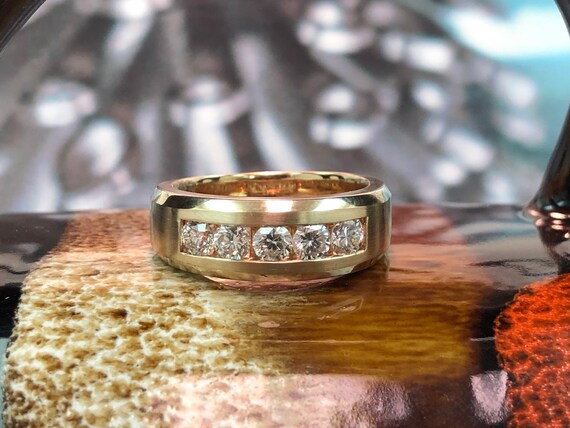 Buy 14k Yellow Gold 5 Stone Diamond Mens Ring 1 Carat Total Weight