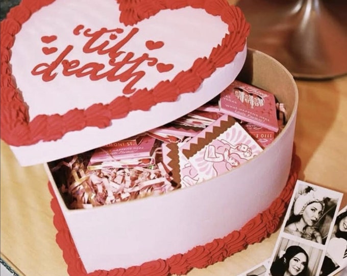 Heart Shaped Fake Cake Box: Elopement Keepsake Storage