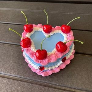 Blue and Pink Cherry Fake Cake