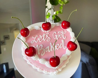 Heart Shaped Fake Cake / Cherry Heart Cake / Cake Jewelery Box