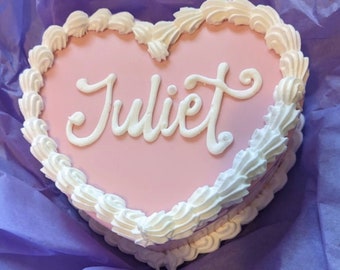 Custom Name Fake Cake  / Custom Fake Cake Jewelry Box / Pink & White Heart Cake / Heart Cake / Jewelry Box / Heart Shape Cake / Marys Cakes