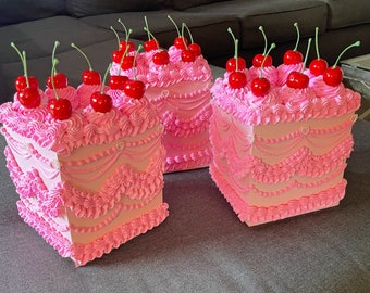 Pink Cake Tissue Box Cover
