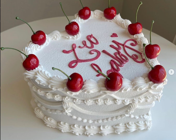 Custom White Fake Cake Box: Leo Baby Cake Decor