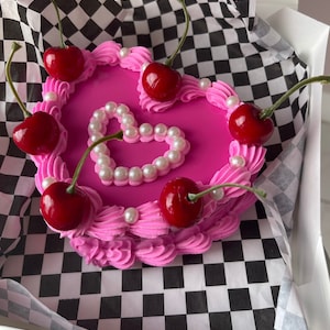 Hot Pink Cherry Heart Cake Jewelry Box